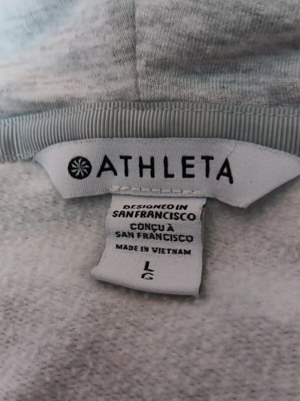 Athleta Purana Wrap Sweatshirt Large Gray Heather Ribbed Long Sleeve Top - Picture 3 of 15